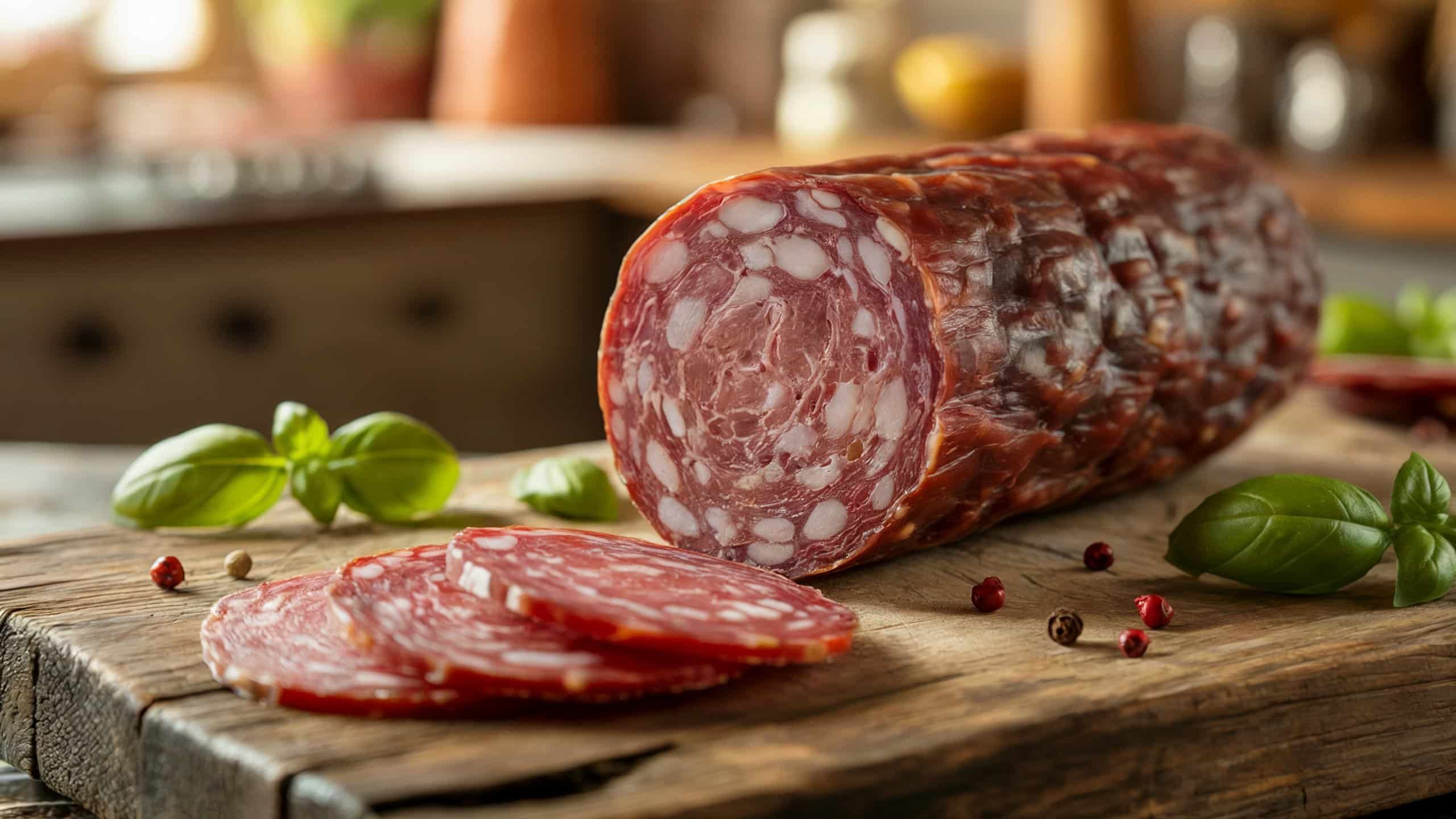 Eine Salami, die mit Natriumnitrit gepökelt wurde